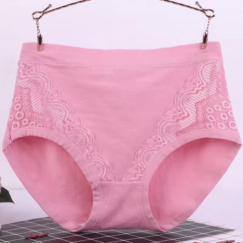 1pc Lace Underwear Cotton Plus Size Panties Lingeries Briefs High Waist Middleaged Women