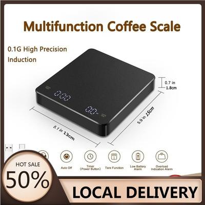 Кофейные весы Перезаряжаемые Портативные Кухонные весы Электронные весы Tiner 3 кг/0,1 г Взвешивание продуктов Светодиодный дисплей