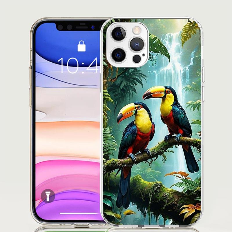 Чехол для телефона 'Тропический тукан' для iPhone 17 Air 16 15 Plus 11 14 Pro Max 13 Mini 12 7 8 + SE Художественный узор Индивидуальная крышка 17 Air 16