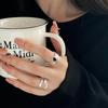 Милое двуслойное черное овальное кольцо с цирконами: Женская Мода, Модный Хип-Хоп Стиль Открытый Указательный Палец Аксессуар