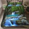 3D Print Waterfall Forest Landscape Bedding Set Nature Scenery Duvet Cover and Pillowcase Set for Adults Bedroom Decor