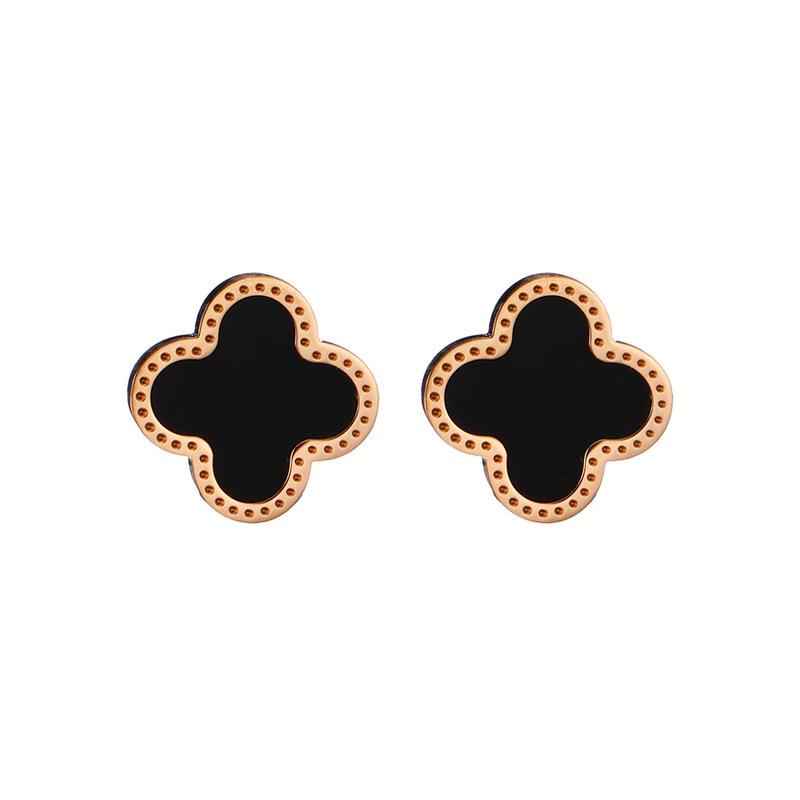 «Изысканные корейские серьги из розового золота с четырехлистным клевером — классическая мода»