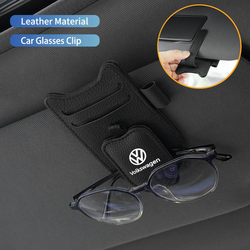 Car Sunglasses Holder Leather Sun Visor Glasses Clip Key For Volkswagen VW Polo Golf 6 7 8 Jetta Passat Tiguan Touran T-ROC GTI zl6