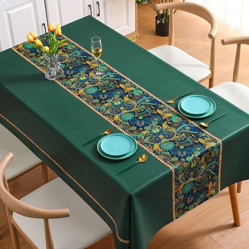 Ethnic Style Tablecloth Waterproof Oil-proof Anti-scalding Disposable High-end Tablecloth Ins Style Coffee Table Cloth Conference Tablecloth Table Mat