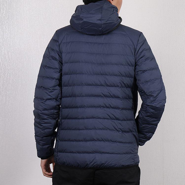 Nike Легкий пуховик с капюшоном и нашивкой с логотипом в стиле колор-блок, мужская верхняя одежда, темно-синий 927217-410