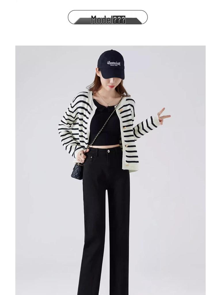 Женские джинсы-слим с высокой талией длиной девять точек прямого кроя - Коллекция Лето 2025