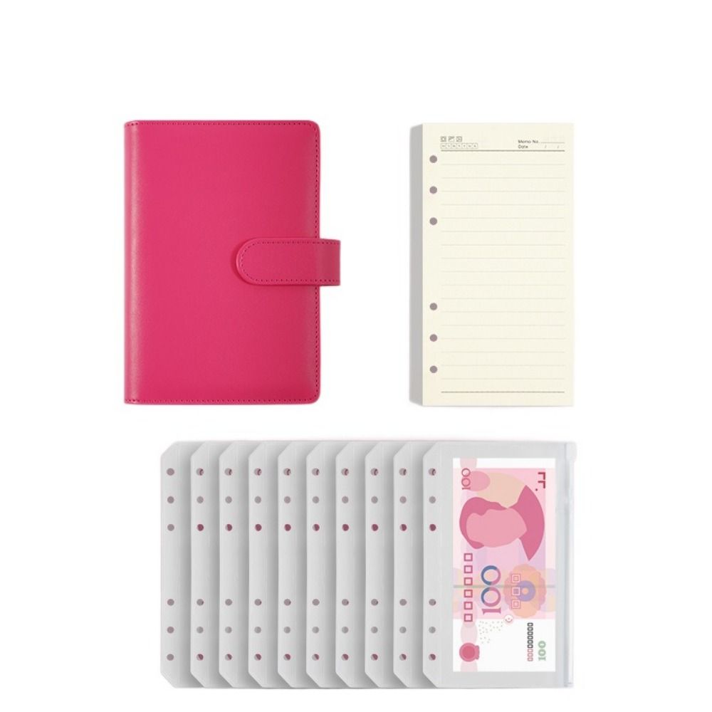 Pu Leather Saving Money Binder Macarone Color Budget Binder Loose-Leaf Notebook Savings Handbook