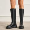 Осень и зима LZD поставка повседневные средний каблук плоская подошва большой размер универсальный однотонный высокие сапоги