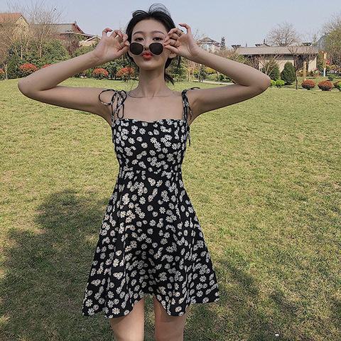 Suspender floral dress women's new summer girlfriends dress small French first love skirt ins tide