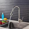 Kitchen tap with pull-out spout, stainless steel, flexible, movable, silver
