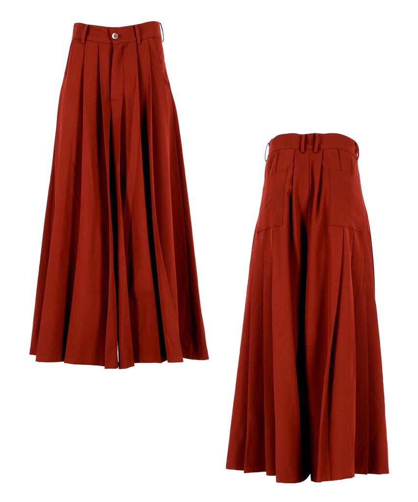Lekyulli Wide Pleated Pants Burgundy