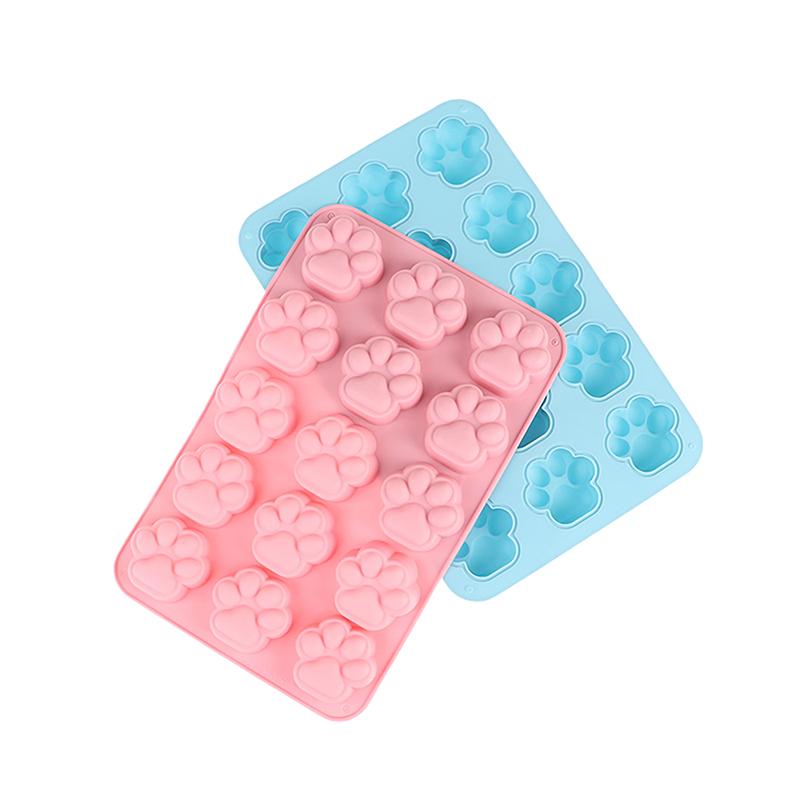 15 Holes Cat Dog Footprint Silicone Mold Diy Cake Molds Cookie Fondant Dog Cat Paw Pet Candy Cookie Jelly Ice Cube Mould