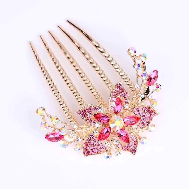 Crystal Flower Hair Comb Hairpin - Elegant Women's Alloy Hair Accessory