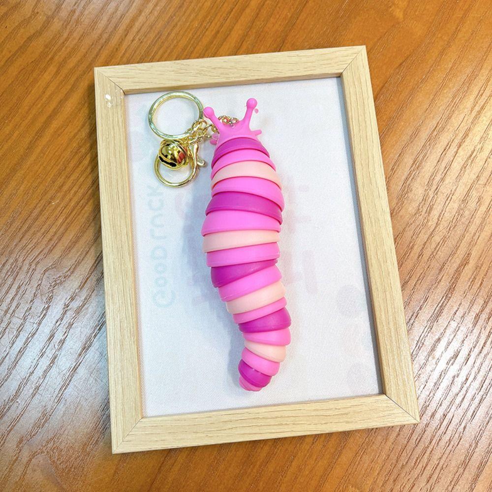 Creative Fidget Slug Keychain Plastic Twist Flexible Fidget Toy Colorful Sensory Slug Decoration