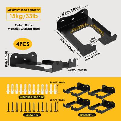 4 шт. Подвеска для триммера Тяжелый настенный держатель для бензопилы Металлический держатель Стальной крюк-кронштейн для электроинструмента для гаража Садовая стойка для хранения