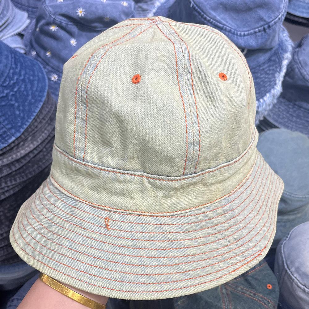 Simple Denim Bucket Hat Women Spring and Autumn Show Small Face Washed Casual Basin Hat Sunshade Sunscreen Versatile Hat Tide
