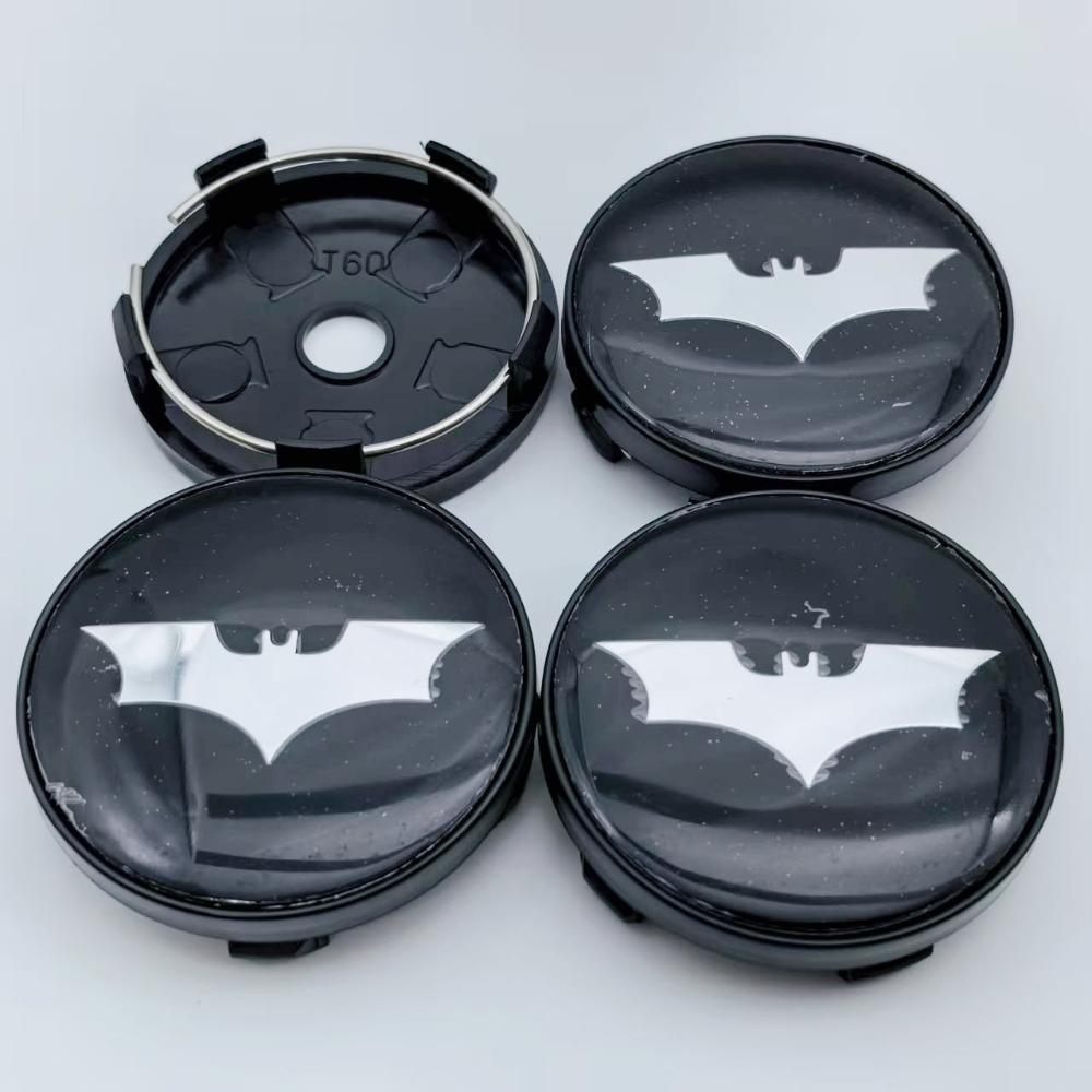 4pcs 60mm (I.D 56mm) Car Styling Bat Logo Badge Emblem Car Wheel Center Caps Rim Hub Cover Stickers Decoratio Auto Accessories