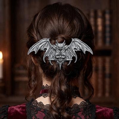 Viking Vintage Silvery Bat Hair Clip with Strong Grip Halloween Cosplay Hair Clip for Halloween