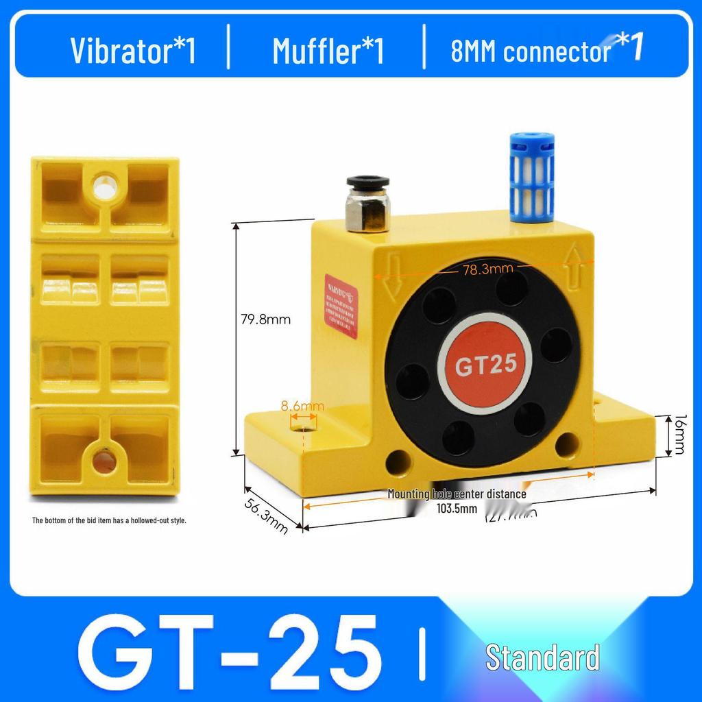 Турбинные вибраторы серии GT: Пневматические модели GT4, GT8, GT10, GT13, GT16, GT20, GT25, GT30