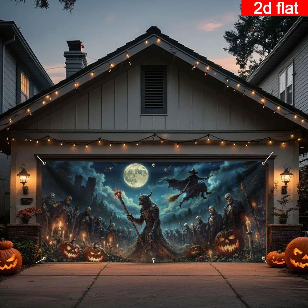 2D flat banner, 1 Halloween garage door covering banner, scary Halloween capezyc