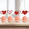 YOMDID 12Pcs Glitter Cake Toppers Red Love Cupcake Toppers Valentine's Day Party Cake Decorations For Weddings Engagements