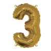 Number Balloon 3, 40cm, 1pc. , Gold