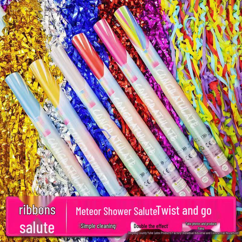 Meteor Shower Silver Ribbon Handheld Wedding Confetti Cannon