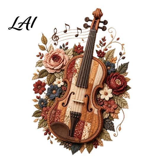 Creative Sewing Projects for Beginners Patchwork Music Instrument DIY Kit Vintage Violin Guitar Craft Kit Adults Fabric Piano Harp Adults Home Wall