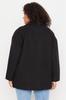 Women's Style Plus Size Wide Cut Stitched Woven Coat with Black Button Detail