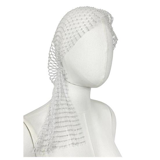 Fishnet Hat Sparkling Rhinestones Elastic Mesh Headband with Geometric Pattern Summer Beach Party Nightclub Rave Hair