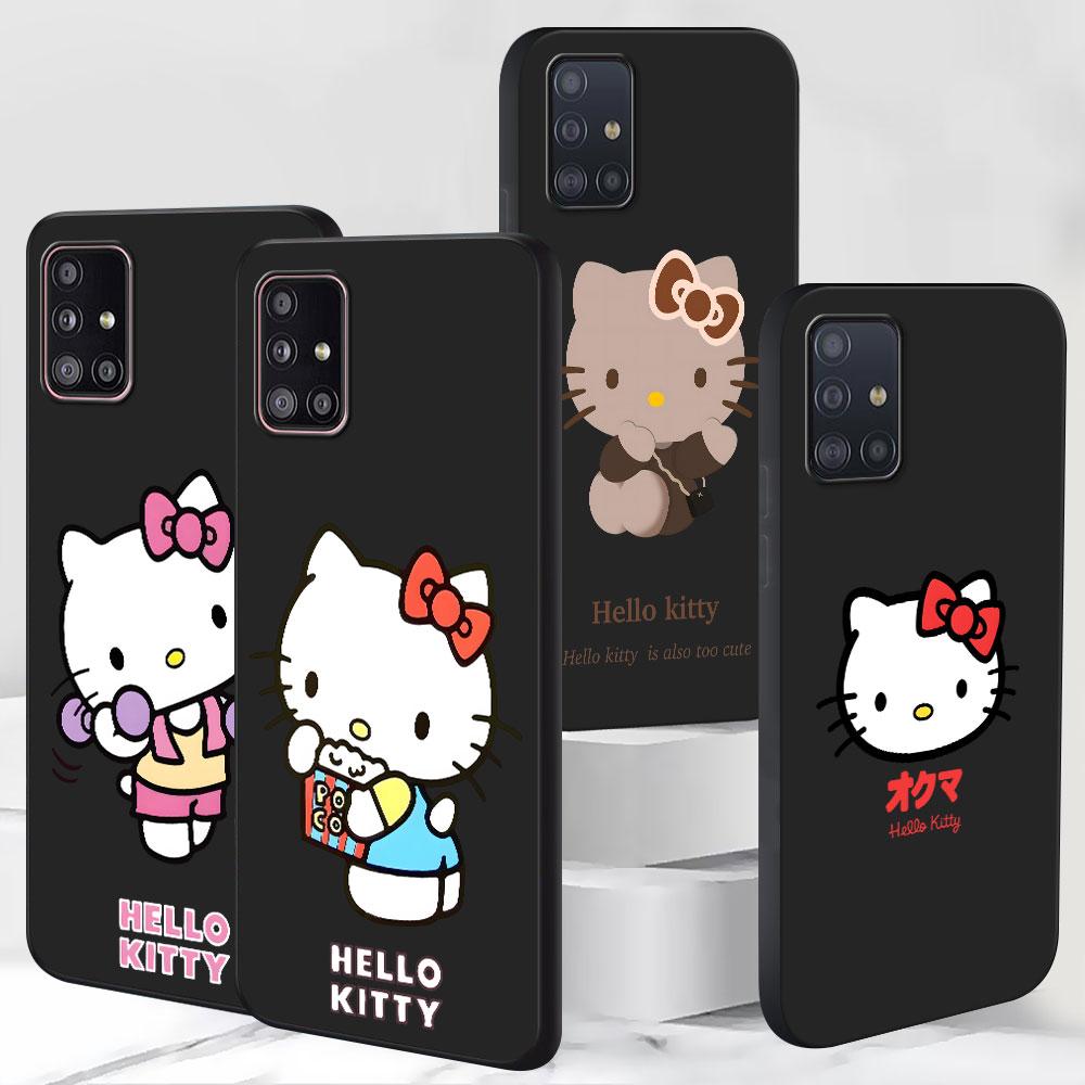 Мультяшный чехол Hello Kitty для Samsung Galaxy S23 S10e S10 S21 FE S22 S9 S24 Ultra S20 Plus Мягкий Черный ТПУ Чехол-бампер для телефона