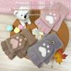 Winter Faux Mink Cat Paw Fleece Lined Half-Finger Gloves, Warm & Cold-Proof