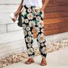 Женские брюки с принтом 3D Green Sunflower, свободные брюки со шнуровкой и эластичным поясом, повседневные длинные брюки с карманами