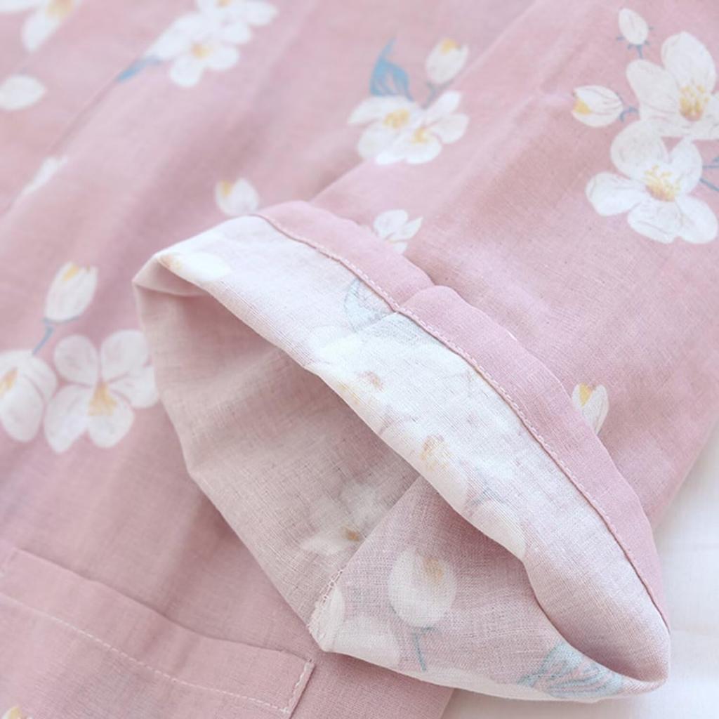 Цветочный Летний Кимоно с Застежкой спереди [SISOFTLY] Женский Джинбей, Узор, 100% Хлопок, Набор из 2 предметов, Рукава 3/4, Застежка, Самуэ, Милый, Юката, Женский,