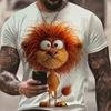 Summer Men's T Shirt Short Sleeve Animal Print Casual O-Neck Oversized Pullover Fashion Streetwear Male Clothing Cat T-Shirts
