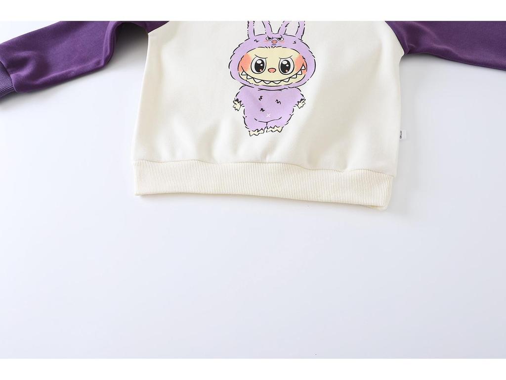 Детская теплая хлопковая толстовка - Осень/Зима, с плюшевой подкладкой, мультяшный топ с длинным рукавом для мальчиков и девочек