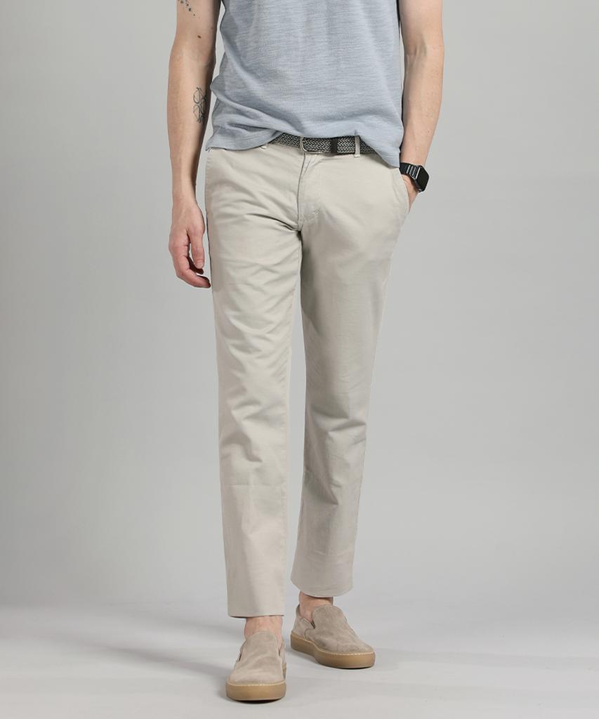 PANICALE Beige Twill Cotton Dyed Slim Fit Chino Pants