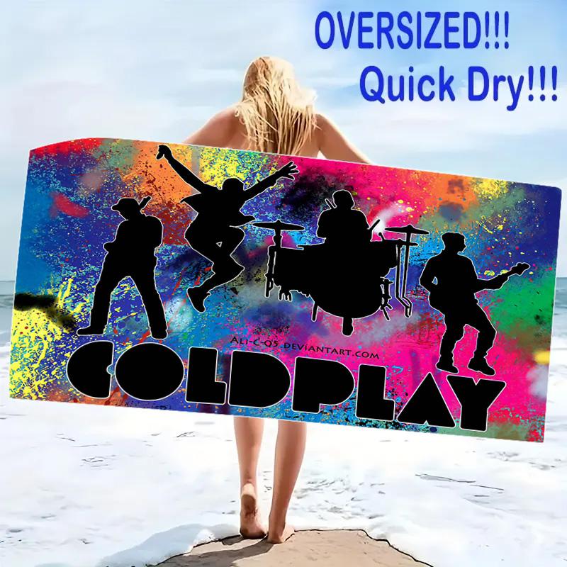 Coldplay Band Print Beach Towel, Large Soft Quick Dry Towel for Beach Camping Swimming