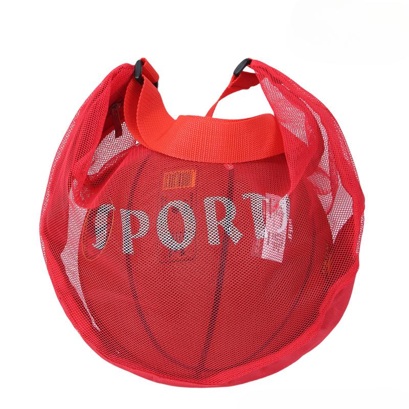 1pcs Adjustable Basketball Mesh Bag Mesh Fabric Single Shoulder Crossbody Ball Bag Zipper Pocket Handbag