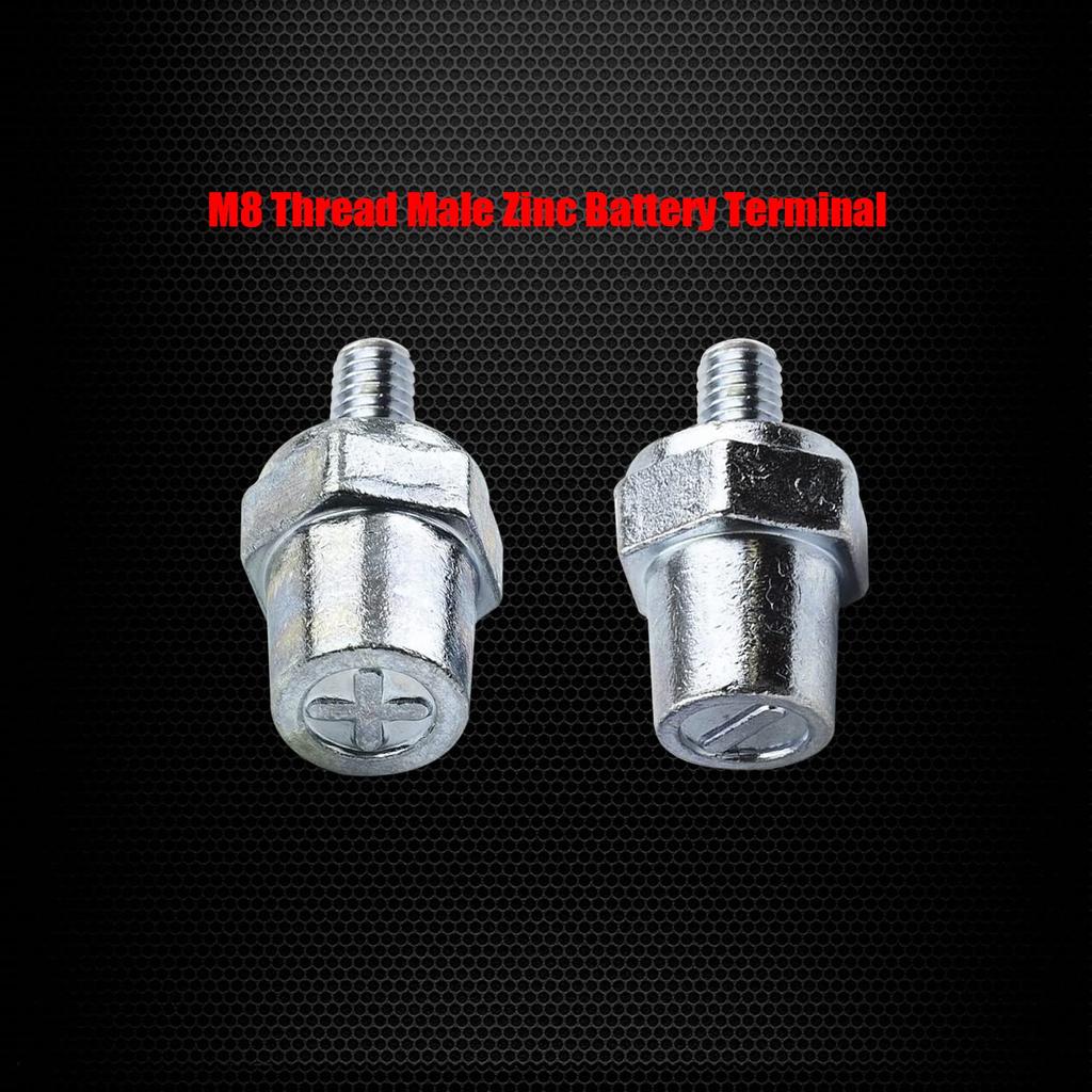 Ampper Резьбовой шпилька M8 для аккумулятора, цинковая, клемма для зарядки, адаптер клеммы M8 для удлинения (+/-), Упаковка из 2 шт.