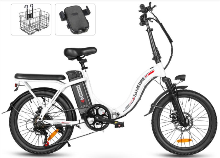 Samebike 2026 model CY20 Folding Electric Bicycle 36V 12Ah Removable Battery 20" Outdoor Fat E-bike for Adults.