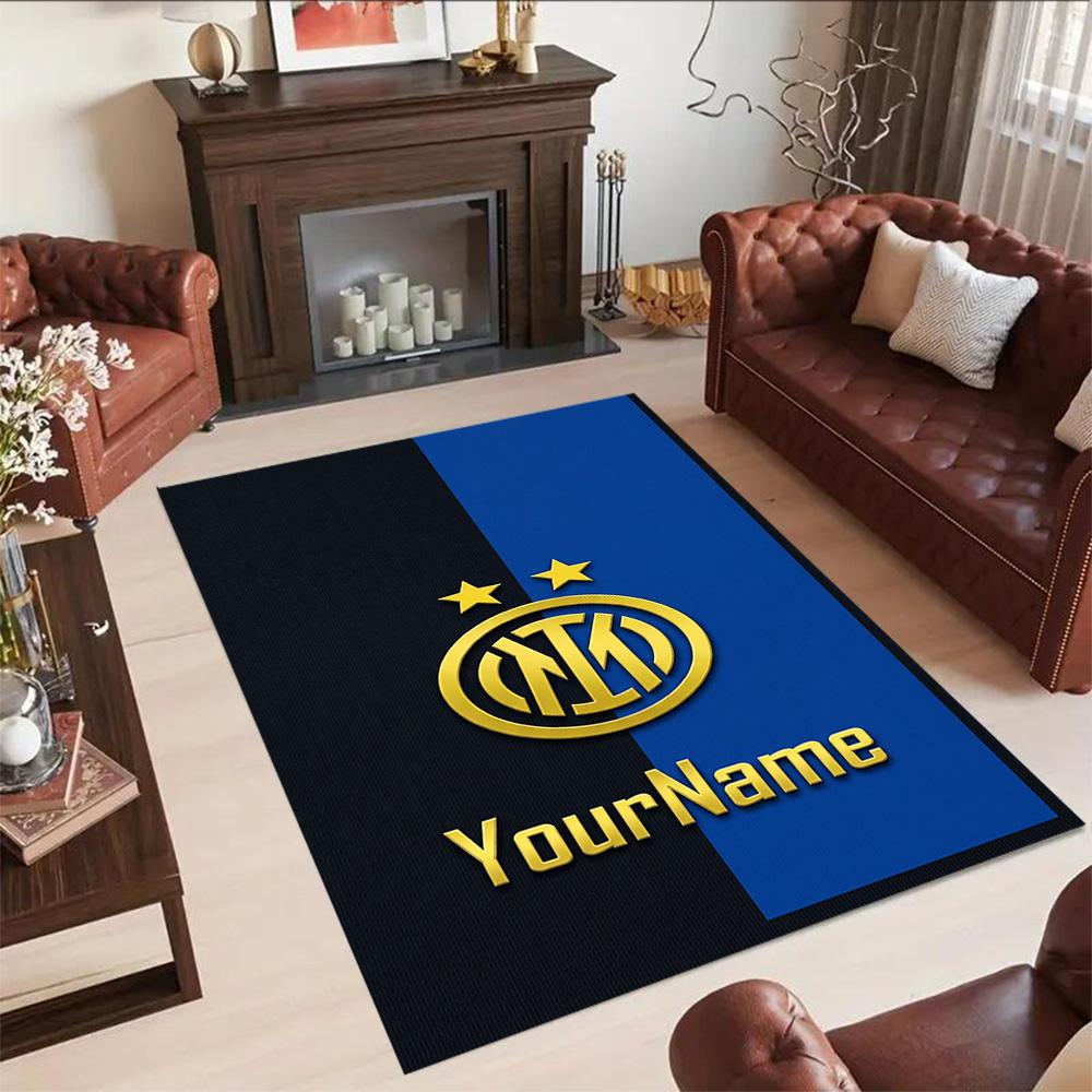 Inter Milan Personalized Text Area Rug Perfect for Dining Room Entryway Bedrooms Hallway Antislip Carpet Decorate Offices