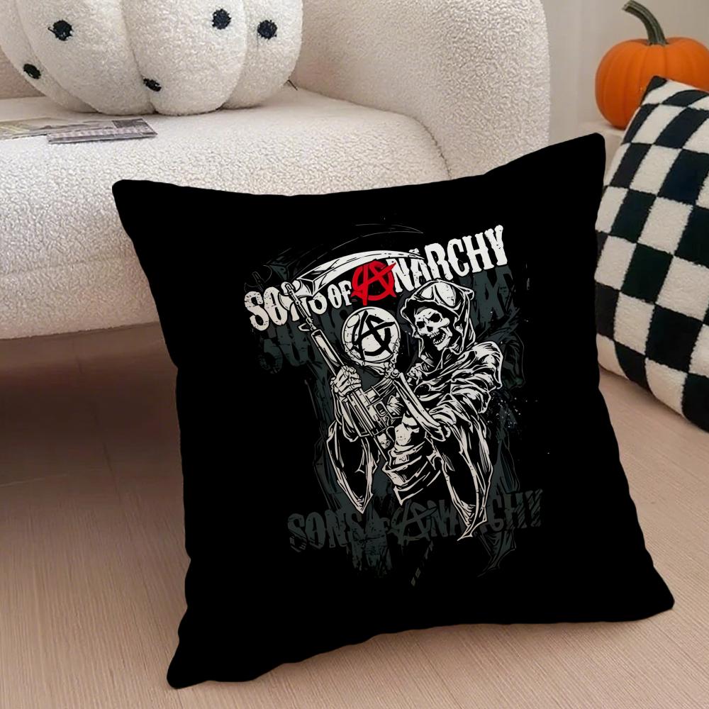American Biker Drama SSons of Anarchy Cushion Cover Throw Pillow Cover Hidden Button Durable Polyester Chair Cushion