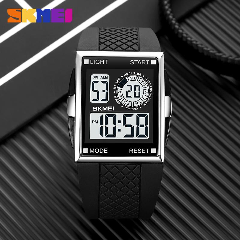 SKMEI 1967 Fashion LED Light Electronic Men's Watch Sports Waterproof Countdown Retro Dial Digital Watch relgios masculino