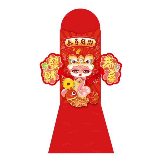 Китайские новогодние красные конверты 2025 года, карманы для счастливых денег на год змеи, 3D традиционные красные карманы для весеннего фестиваля Лунного Нового года