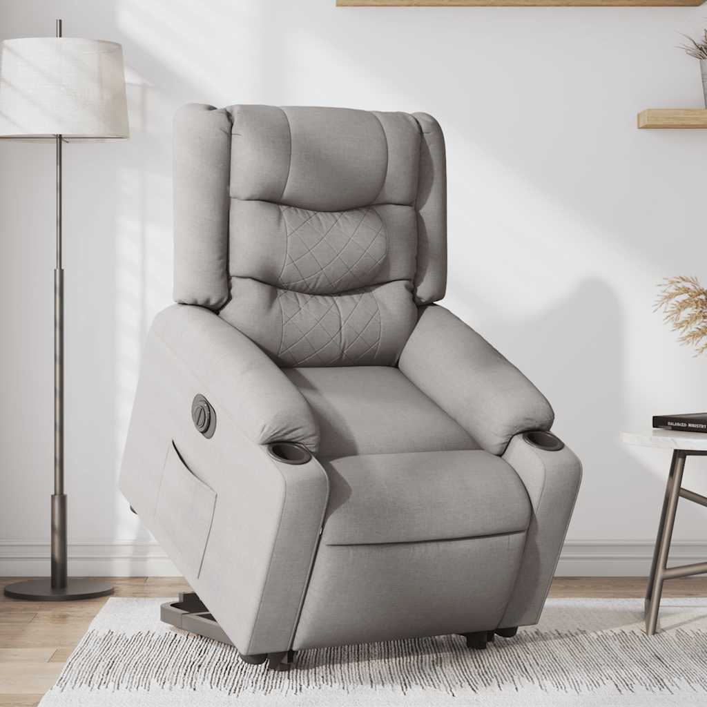 Electric Recliner Chair with Rising Function Cloud Grey Fabric