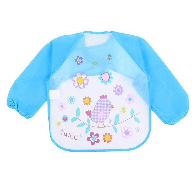 Baby Feeding Feeding Apron Thin Style Long Sleeve Baby Reverse Dressing Drawing Clothes Waterproof Bib