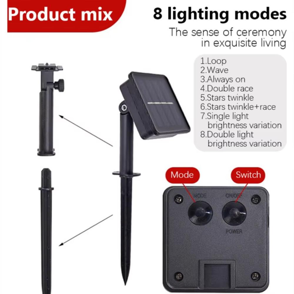 8 режимов Светодиодные солнечные гирлянды 300 светодиодов 200 светодиодов Питание от солнечных панелей Рождественские уличные огни Водонепроницаемые Звездные Рождественские сказочные огни