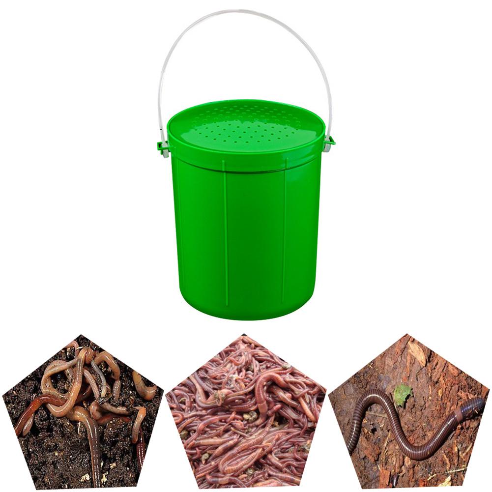 Fishing Bait Bucket Breathable Worm Lures Container Plastic Fishing Bait Holder Portable Handle Storage Tool Fishing Gear