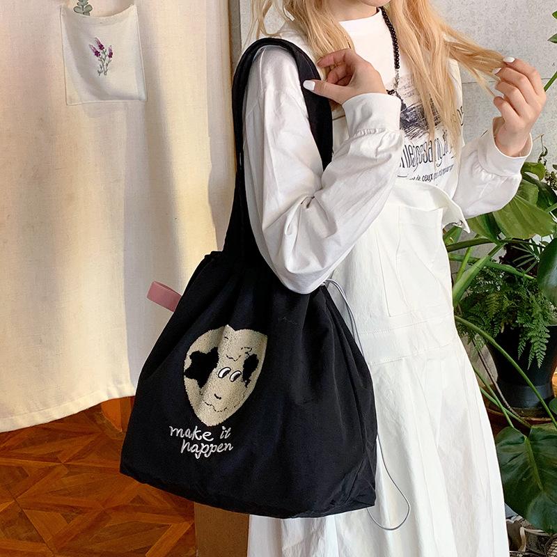 New Trend Niche Tote Bag Lazy Wind Large Capacity Women's Shoulder Bag Leisure Art Work Commuter Tote Bag